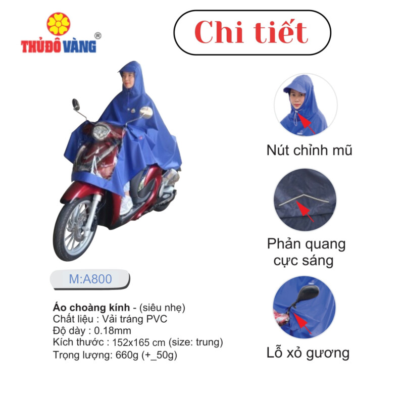 Áo Mưa Choàng Xe Máy Siêu Nhẹ A800+