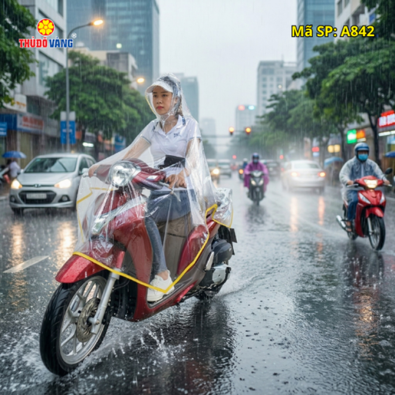 Áo Mưa Choàng Xe Máy Trong Suốt A842