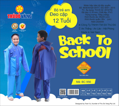 Áo Mưa Bộ Trẻ Em 12 tuổi BC956