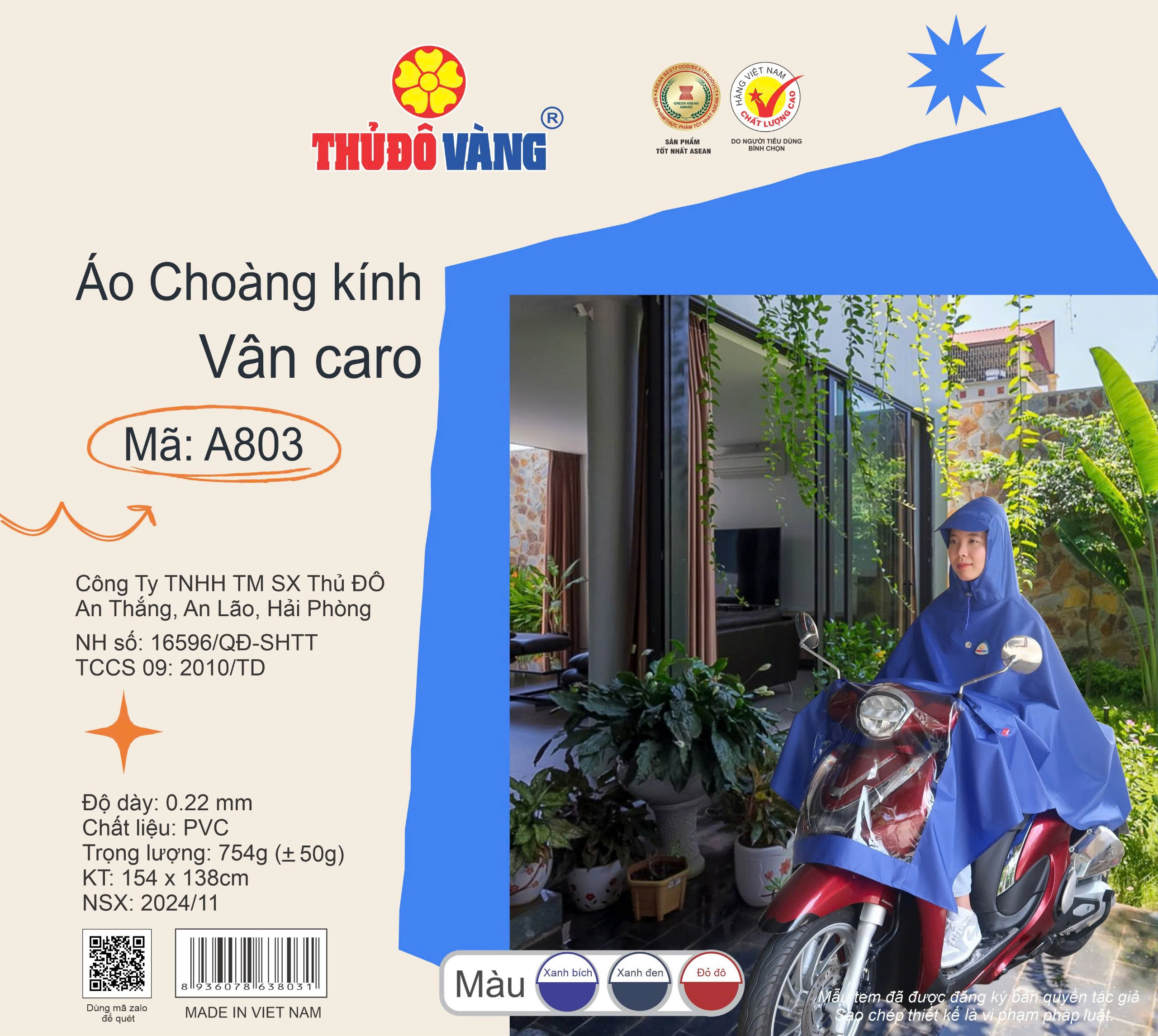 áo choàng kính vân caro A 803