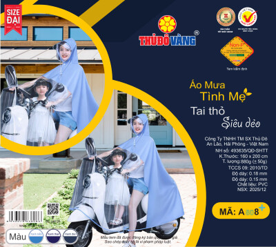 Áo Mưa Tình Mẹ Siêu Dẻo - Bọc Gương Tai Thỏ A808+
